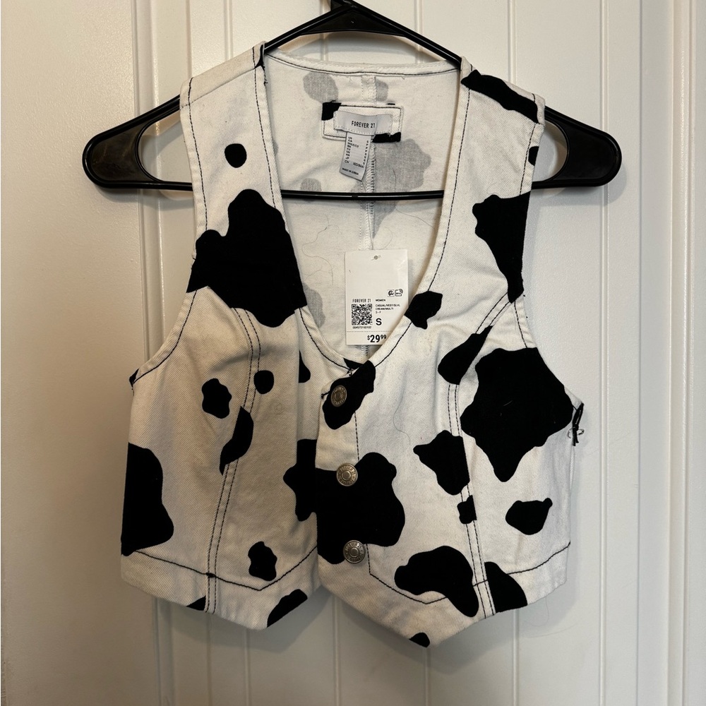 Cow Print Vest with Black and White Pattern